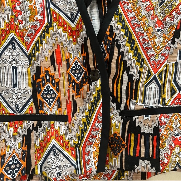 Trina Turk Womens Silk Blazer Tribal Diamond Moderna Sz 10 Southwestern Boho EUC - Picture 6 of 10